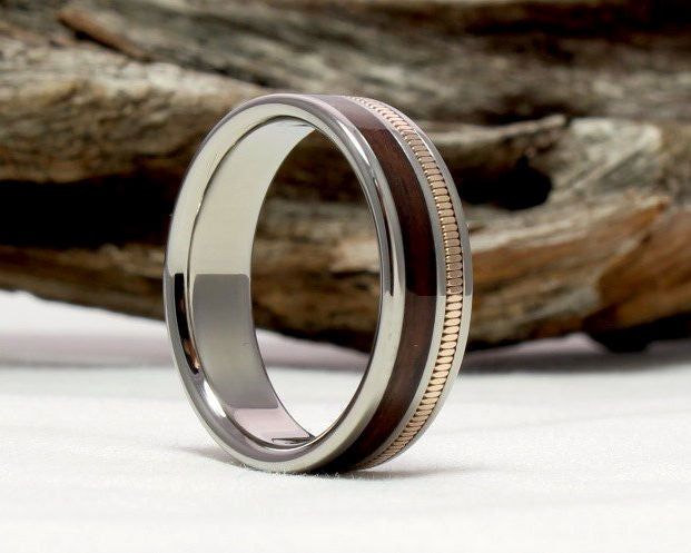 Titanium Guitar String Ring with East Indian Rosewood
