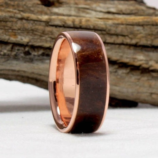 Copper Ring with Redwood Burl Inlay