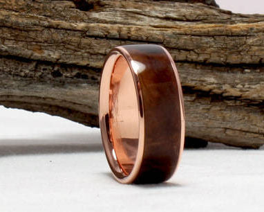 Copper Ring with Redwood Burl Inlay