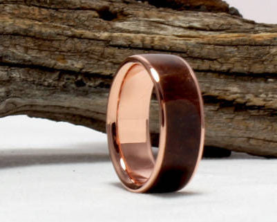 Copper Ring with Redwood Burl Inlay