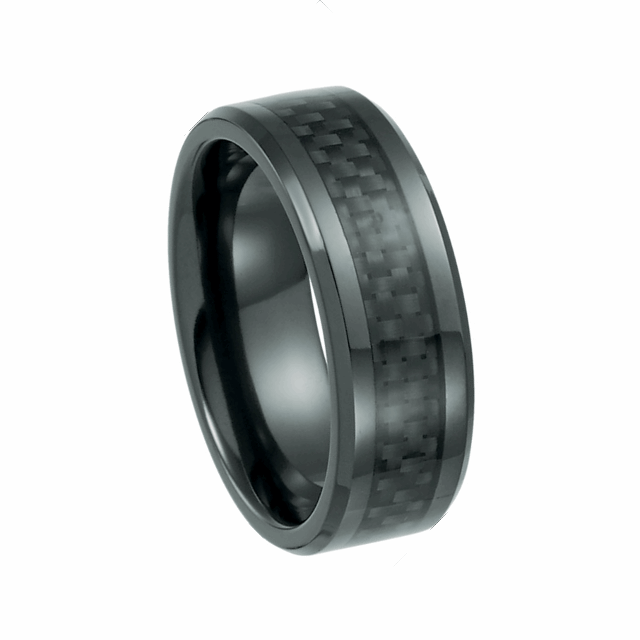 Black Titanium with Beveled Edge and Carbon Fiber Inlay