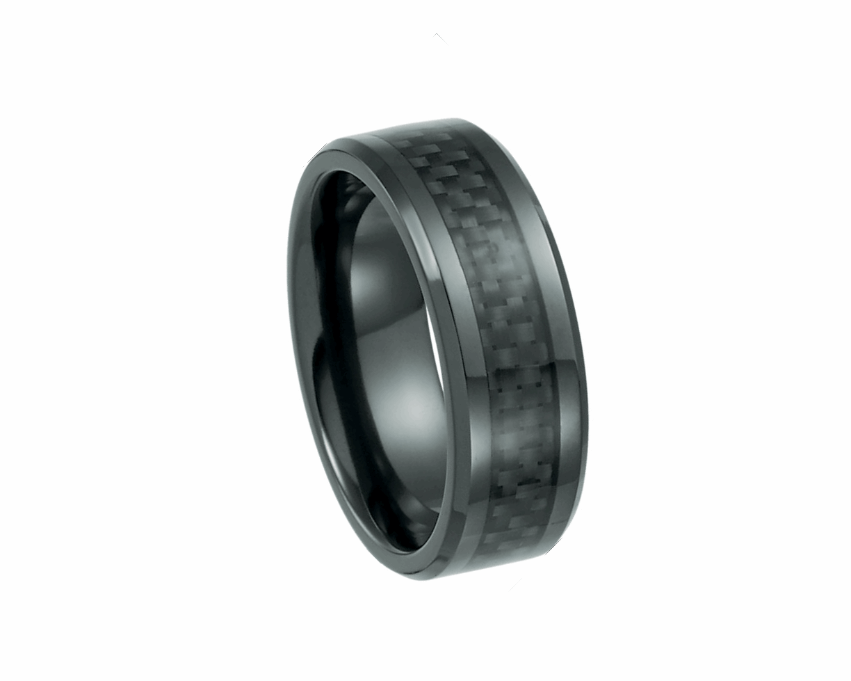 Black Titanium with Beveled Edge and Carbon Fiber Inlay