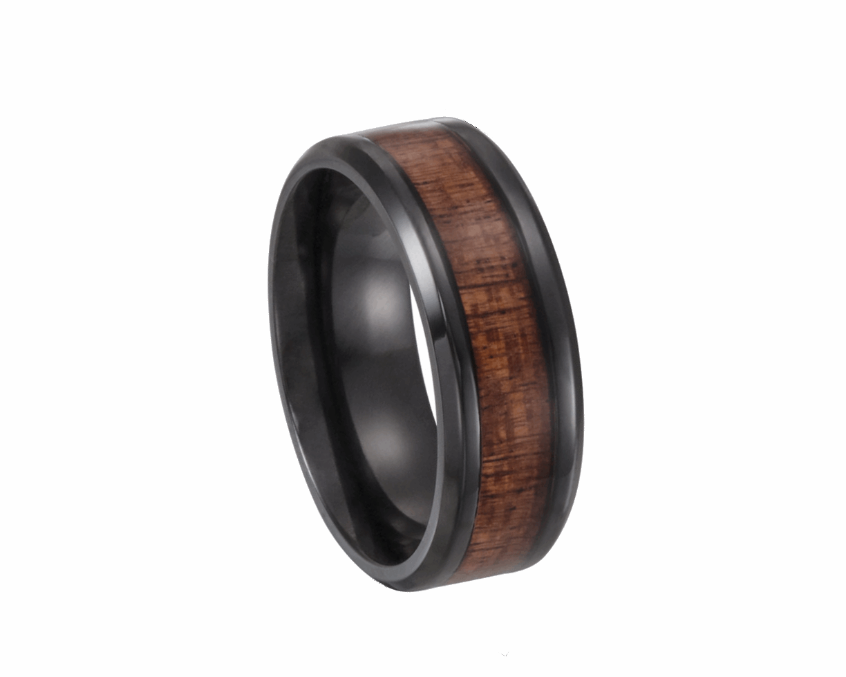 Black Titanium with Beveled Edge and Aniegre Wood Inlay