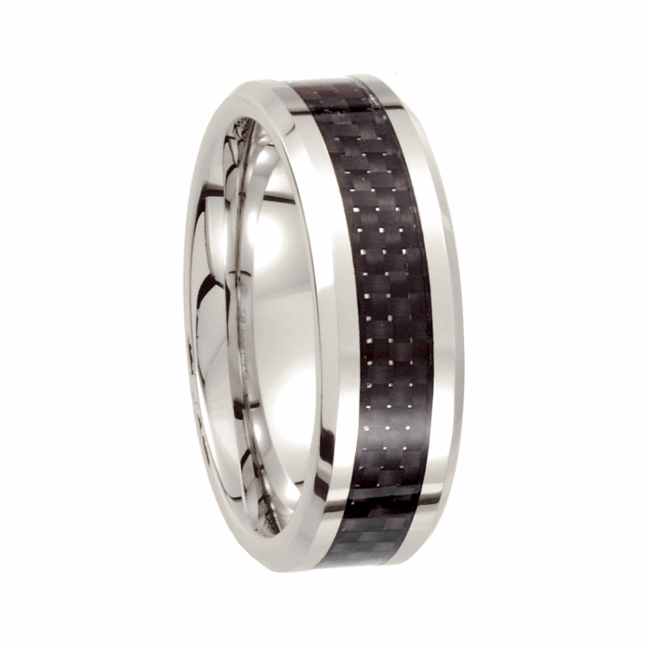 Cobalt Ring with Black Carbon Fiber Inlay