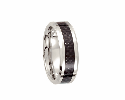 Cobalt Ring with Black Carbon Fiber Inlay