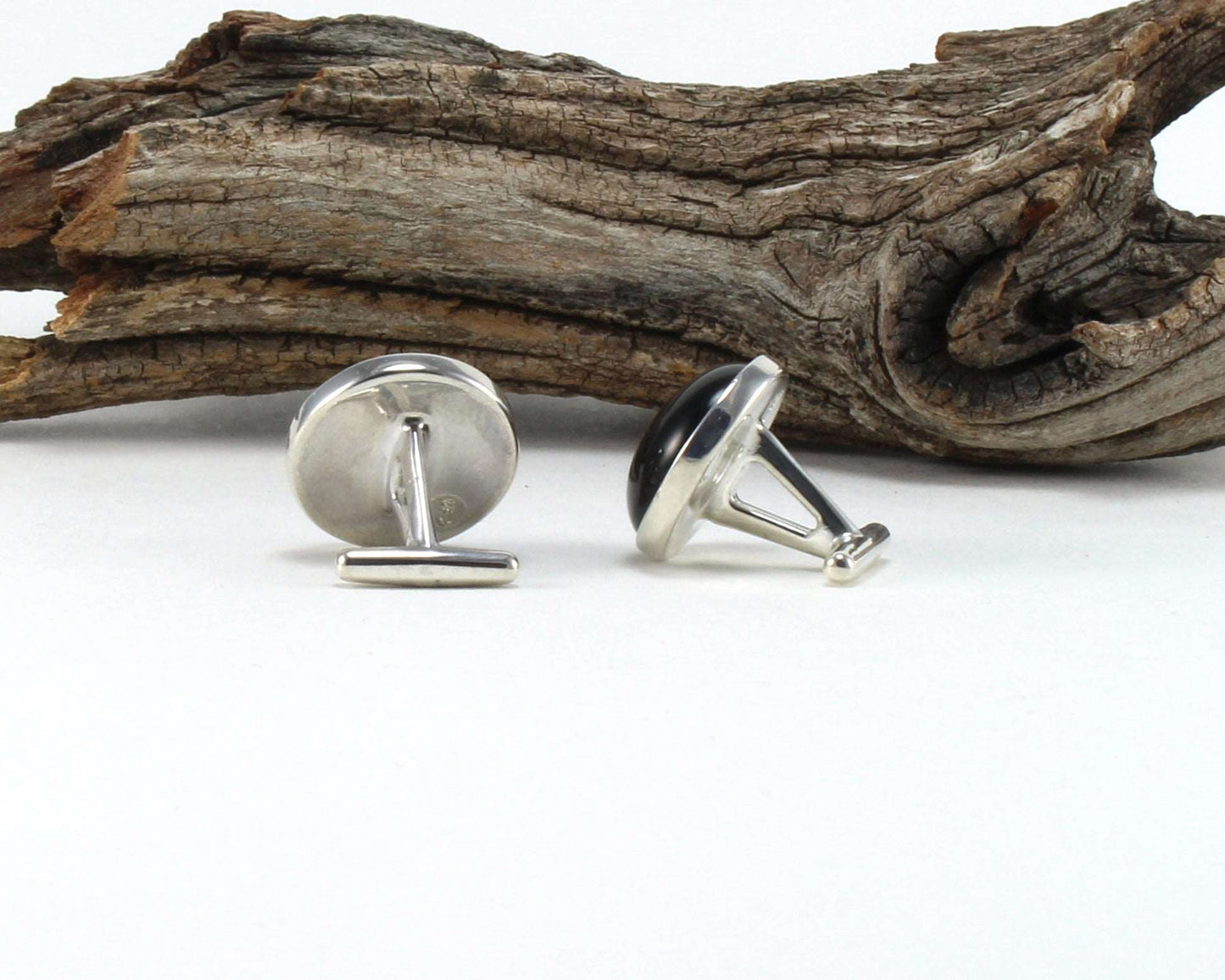 925 Sterling Silver Cuff Links with Black Onyx