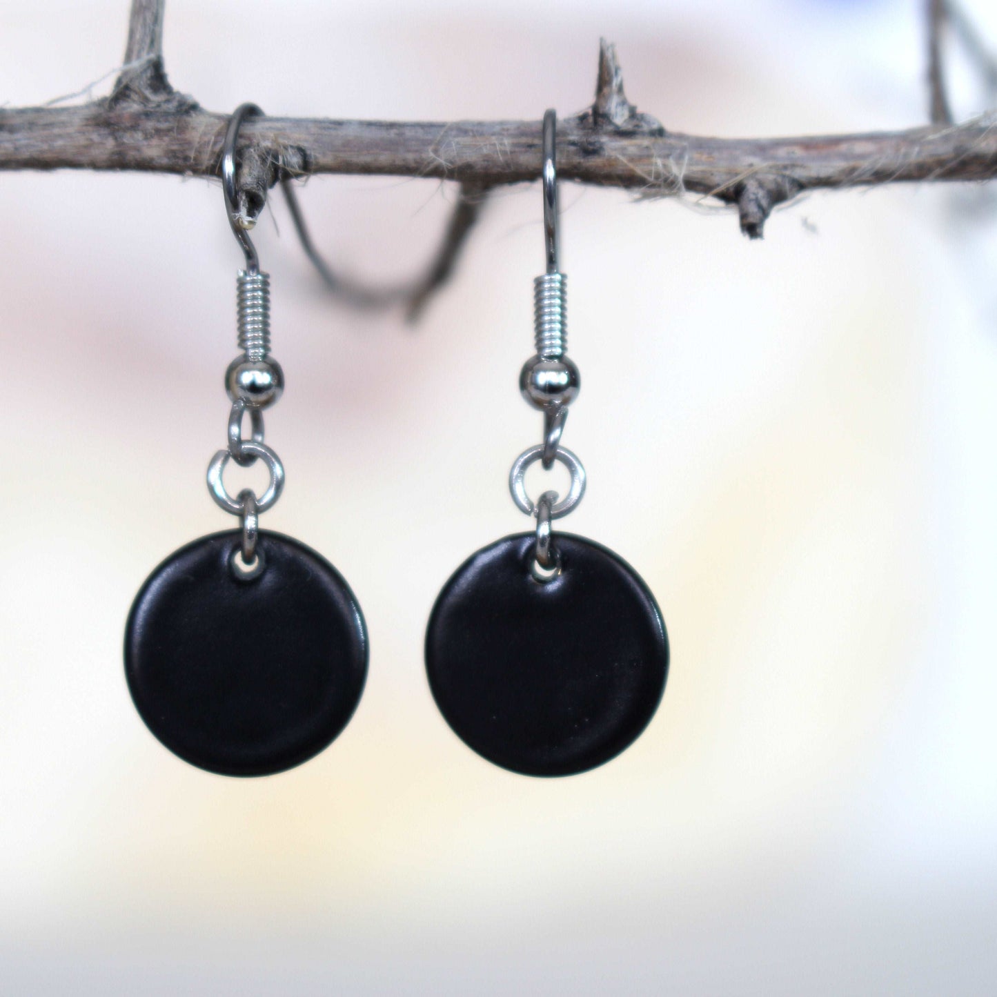 Colorful Disc Earrings in a choice of colors - Black