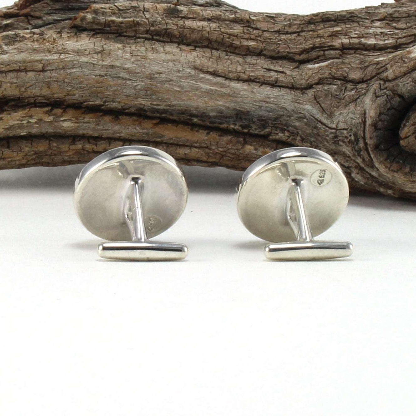 Back of 925 Sterling Silver Cuff Links with Black Onyx