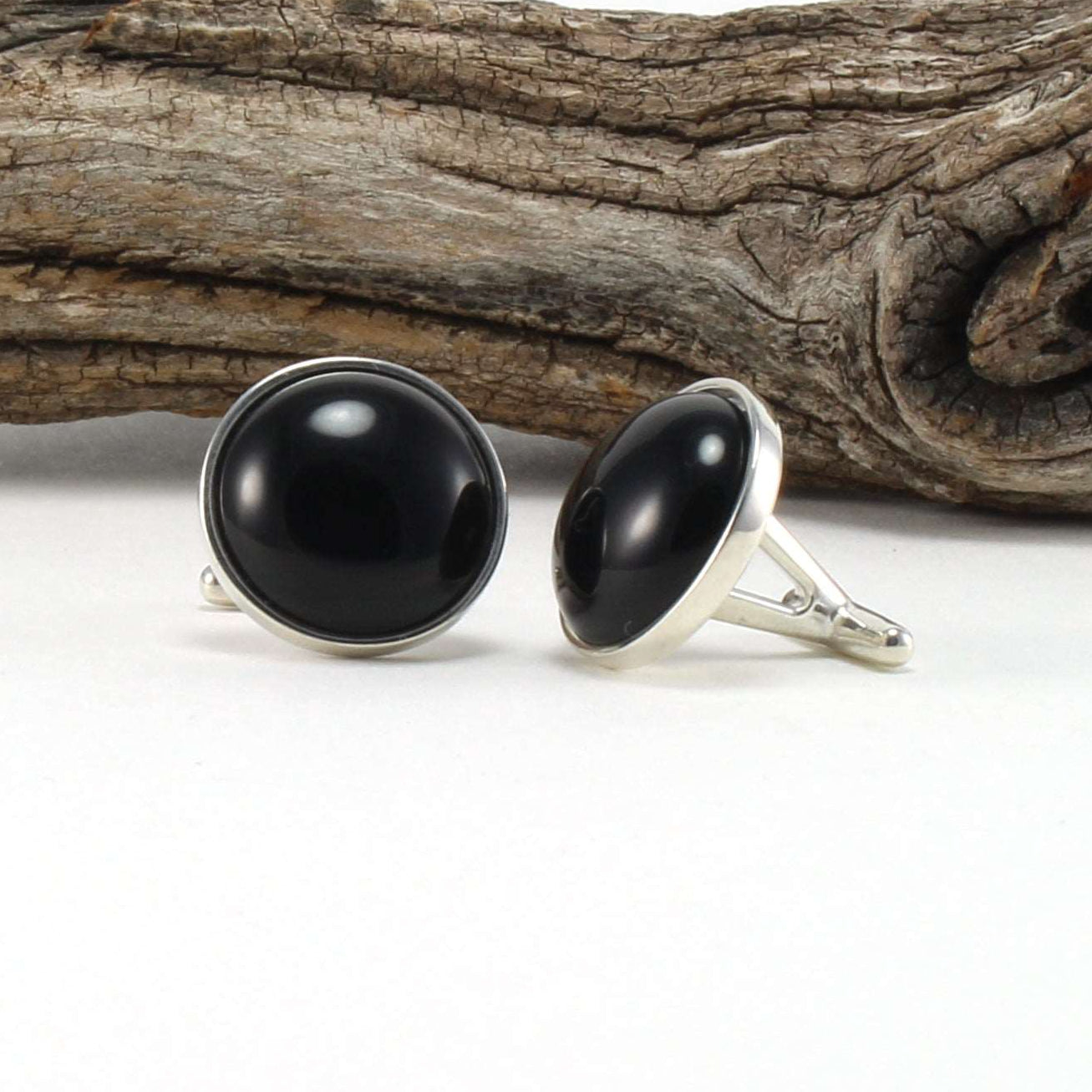 925 Sterling Silver Cuff Links with Black Onyx