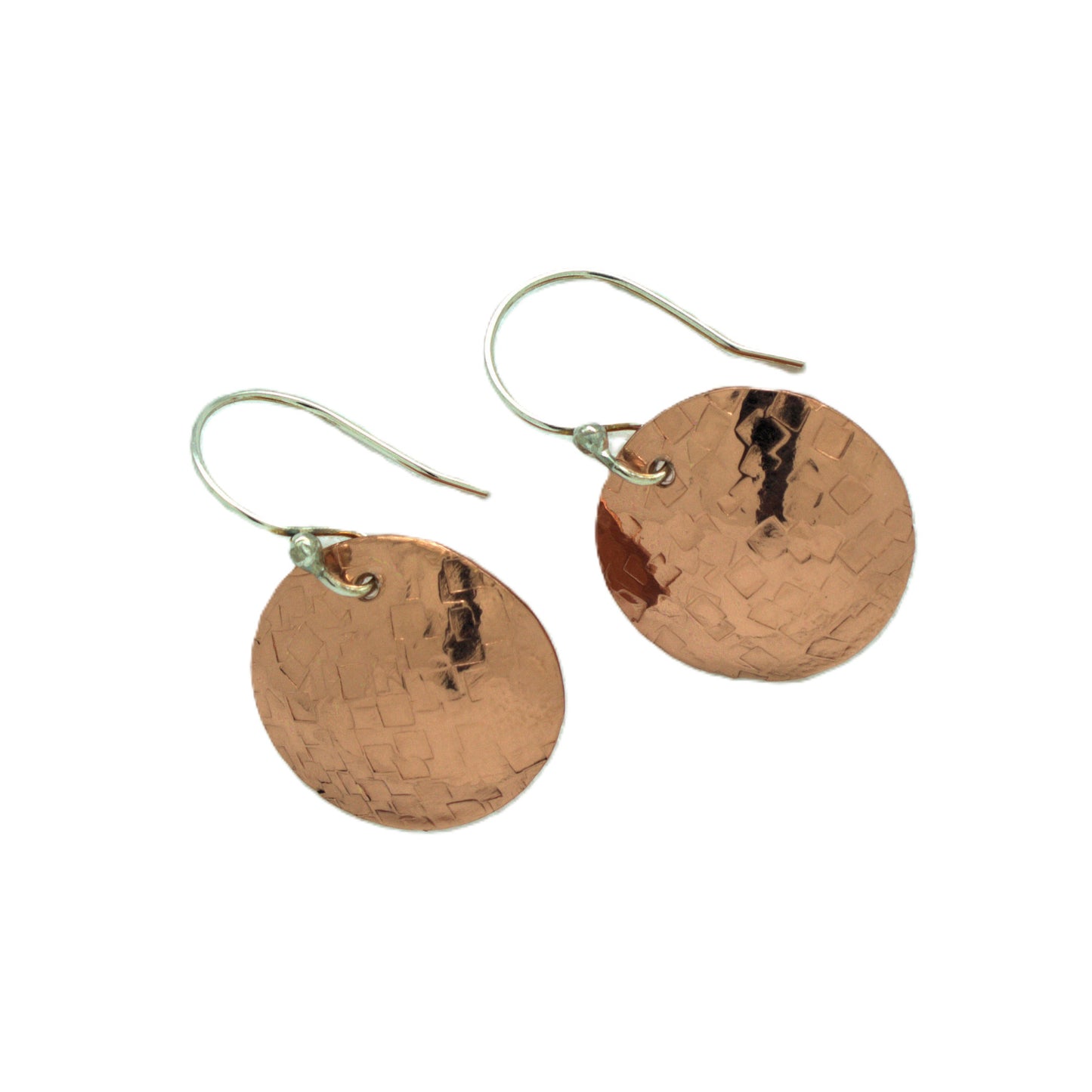 Handcrafted Copper Domed Disc Hammered Textured Earrings