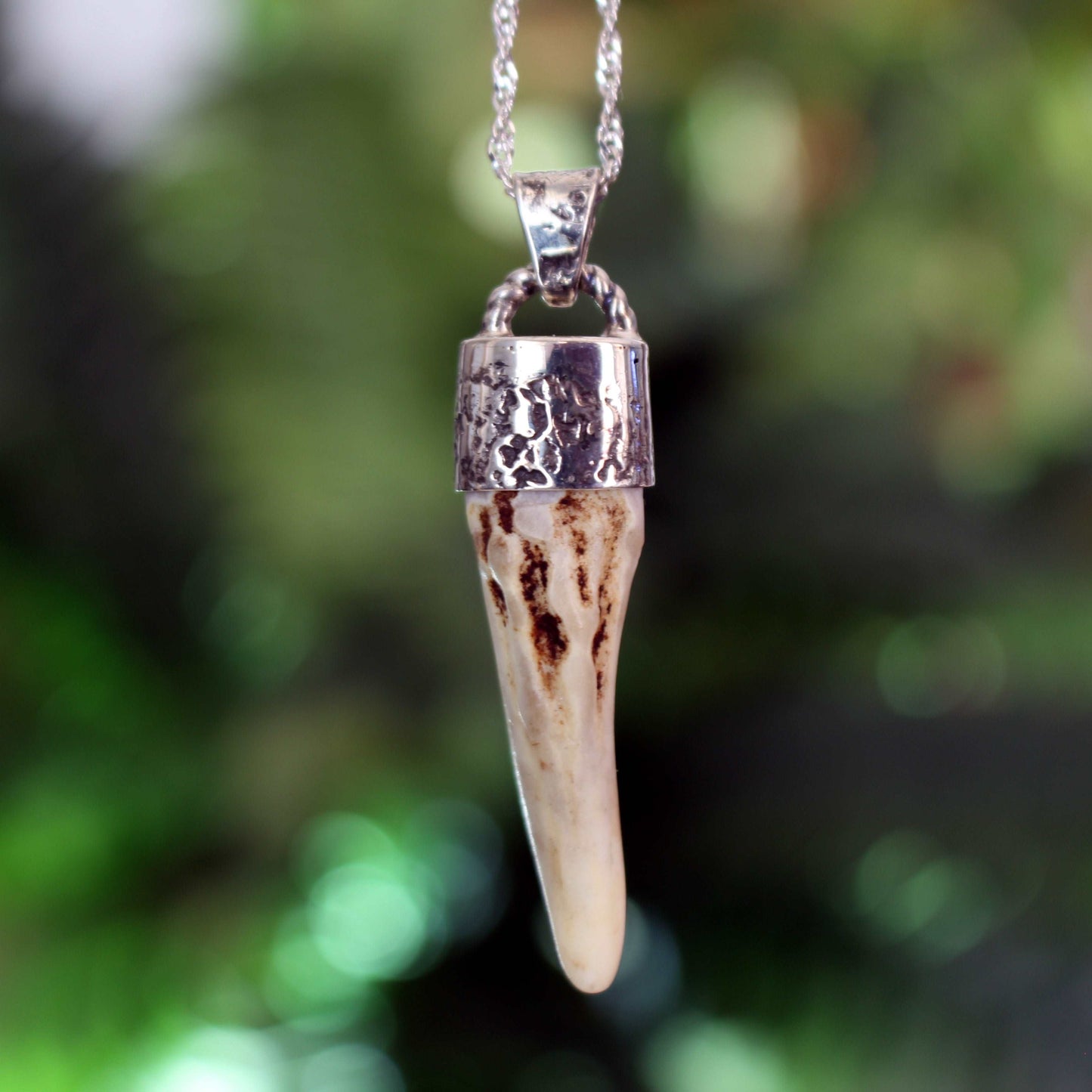 Deer Antler Necklace in 925 Sterling Silver