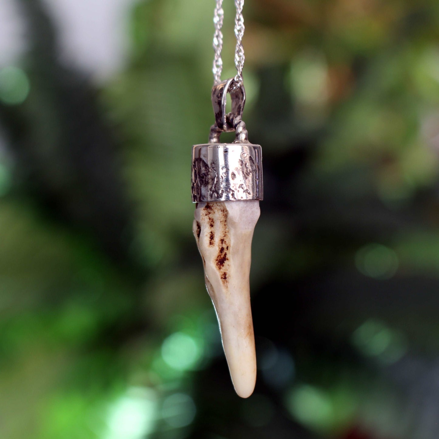 Deer Antler Necklace in 925 Sterling Silver