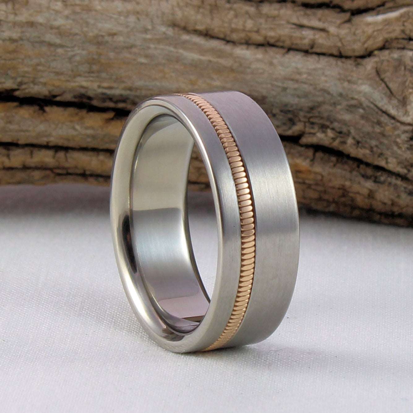 Titanium Guitar Ring with Phosphor Bronze String Inlay
