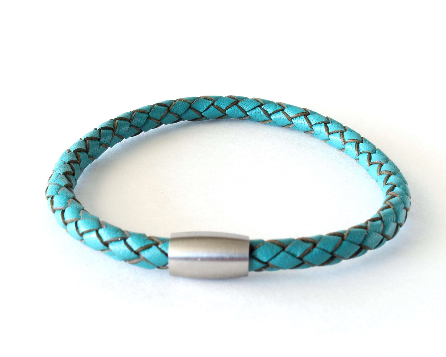 Turquoise Braided Round Genuine Leather Bracelet