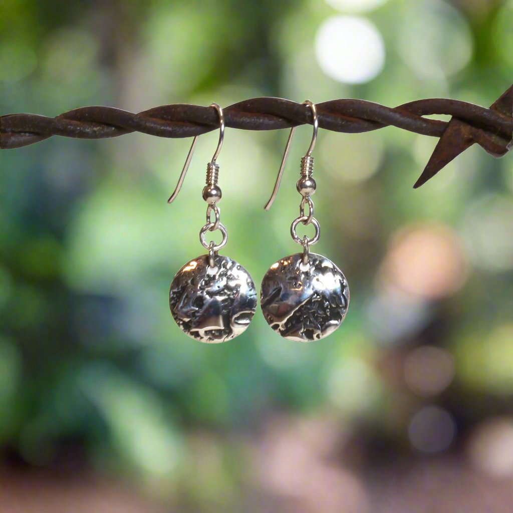 Sterling Silver Textured Disc Earrings