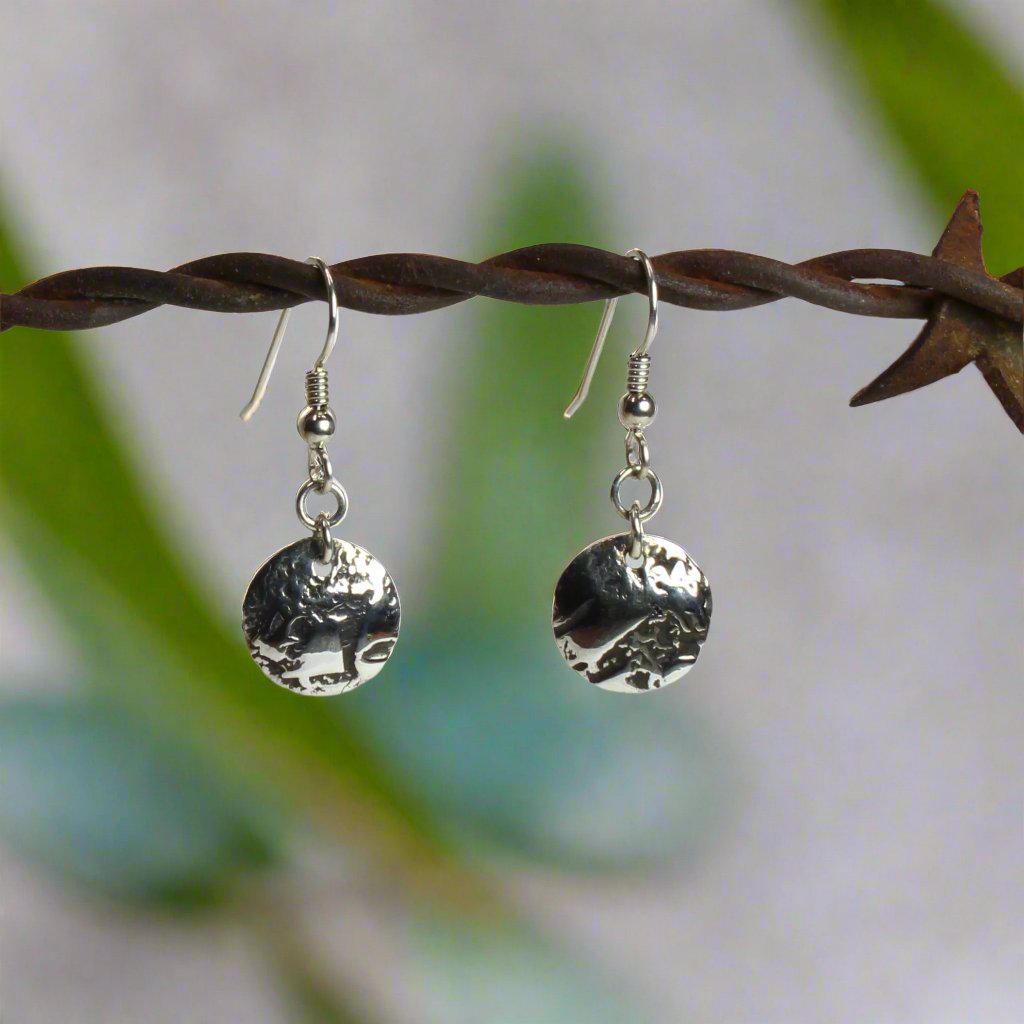 Sterling Silver Textured Disc Earrings