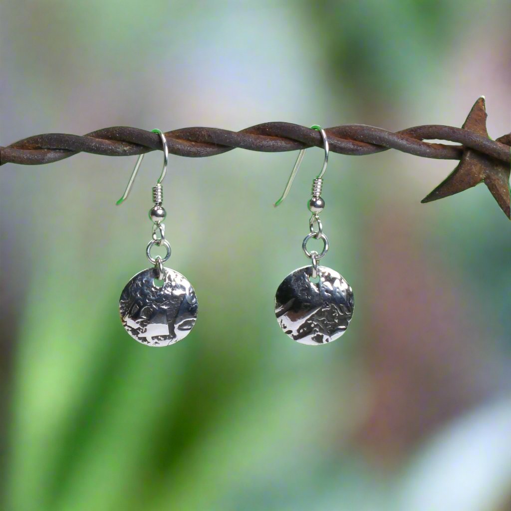 Sterling Silver Textured Disc Earrings