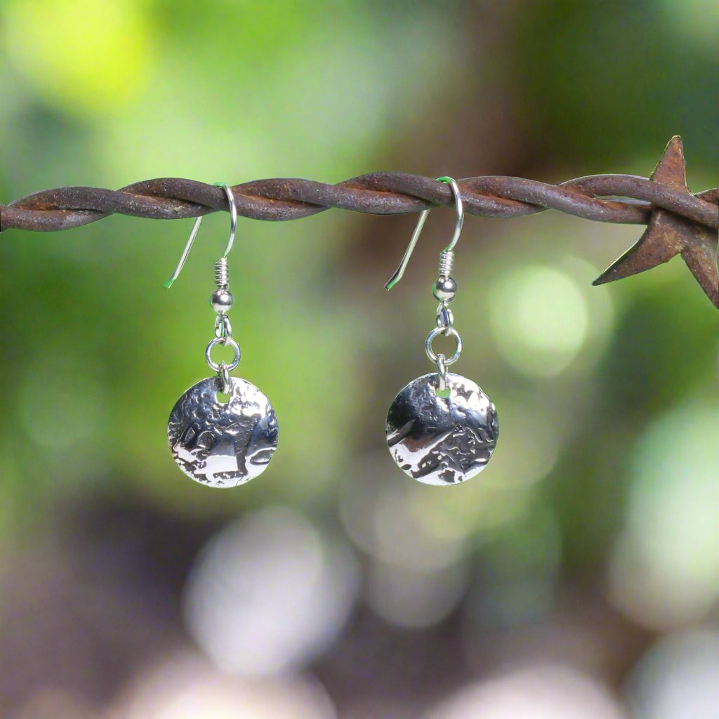 Sterling Silver Textured Disc Earrings