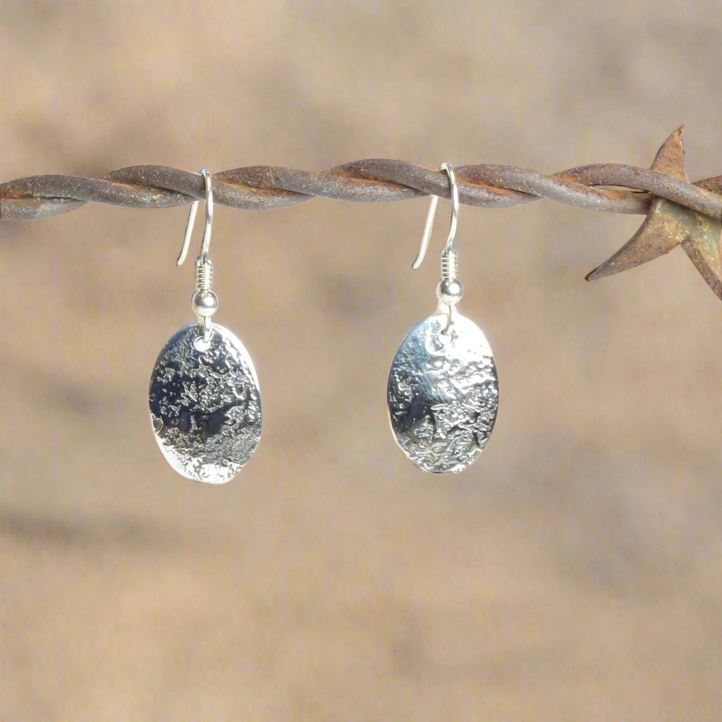 Sterling Silver Textured Oval Earrings