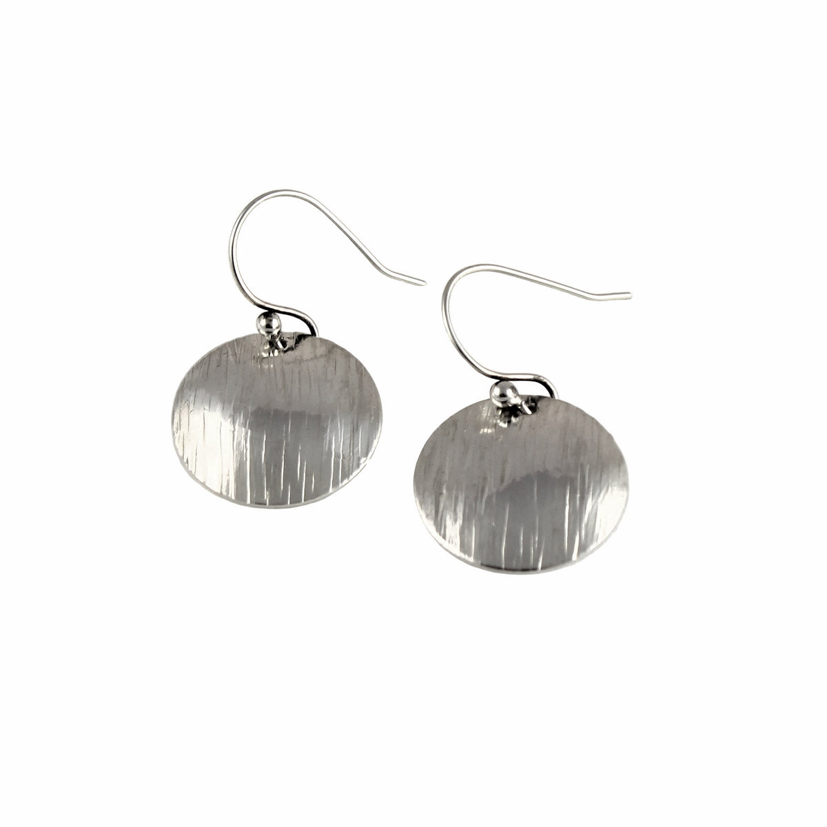 Sterling Silver Domed Disc Hammered Textured Earrings  - Handcrafted