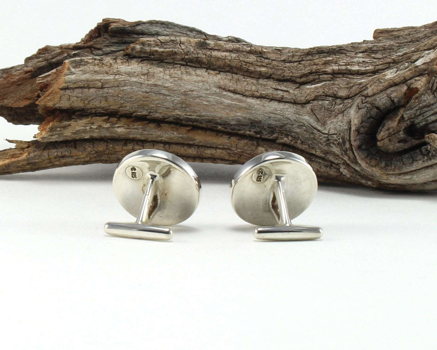 925 Sterling Silver Cuff Links with Bourbon Whiskey Barrel Wood