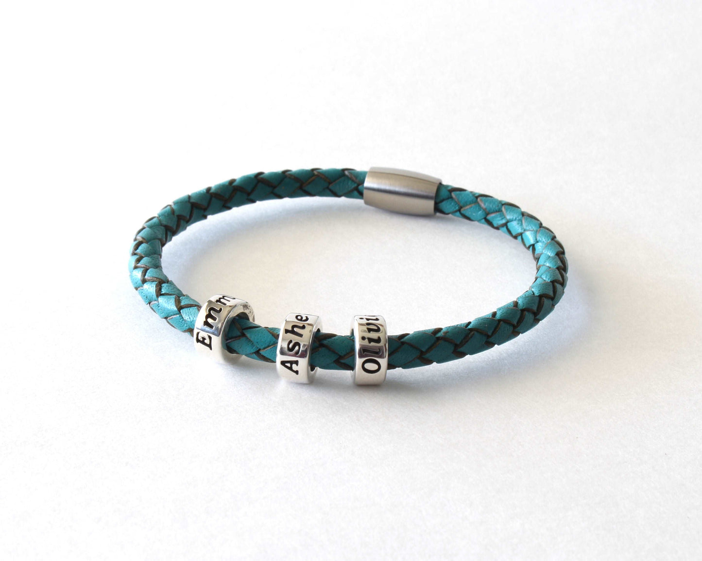 Turquoise Genuine Leather Braided Custom Bracelet