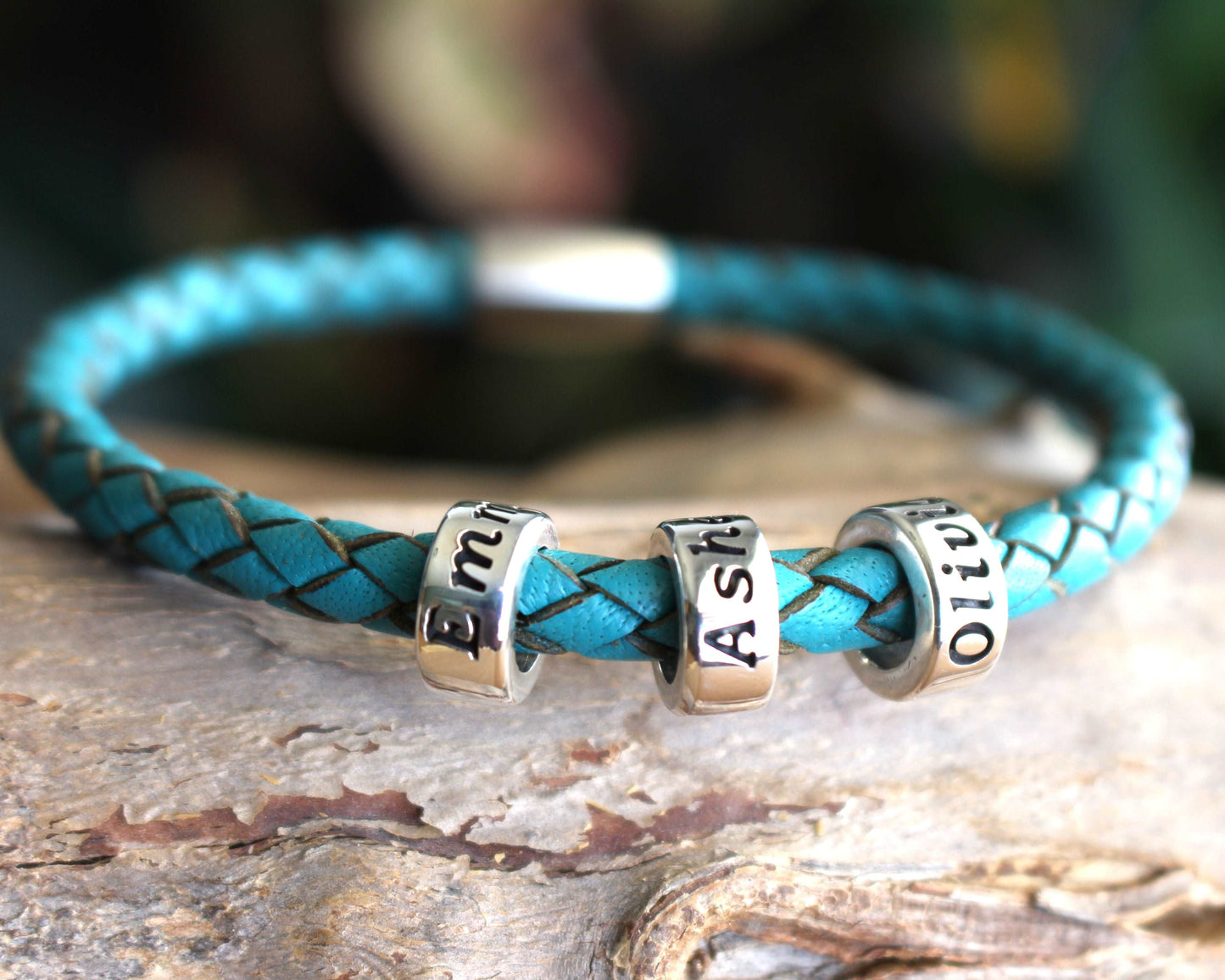 Turquoise Genuine Leather Braided Custom Bracelet