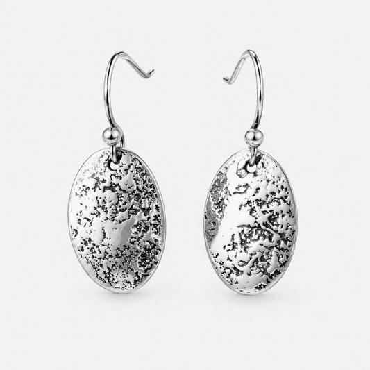 Sterling Silver Textured Oval Earrings