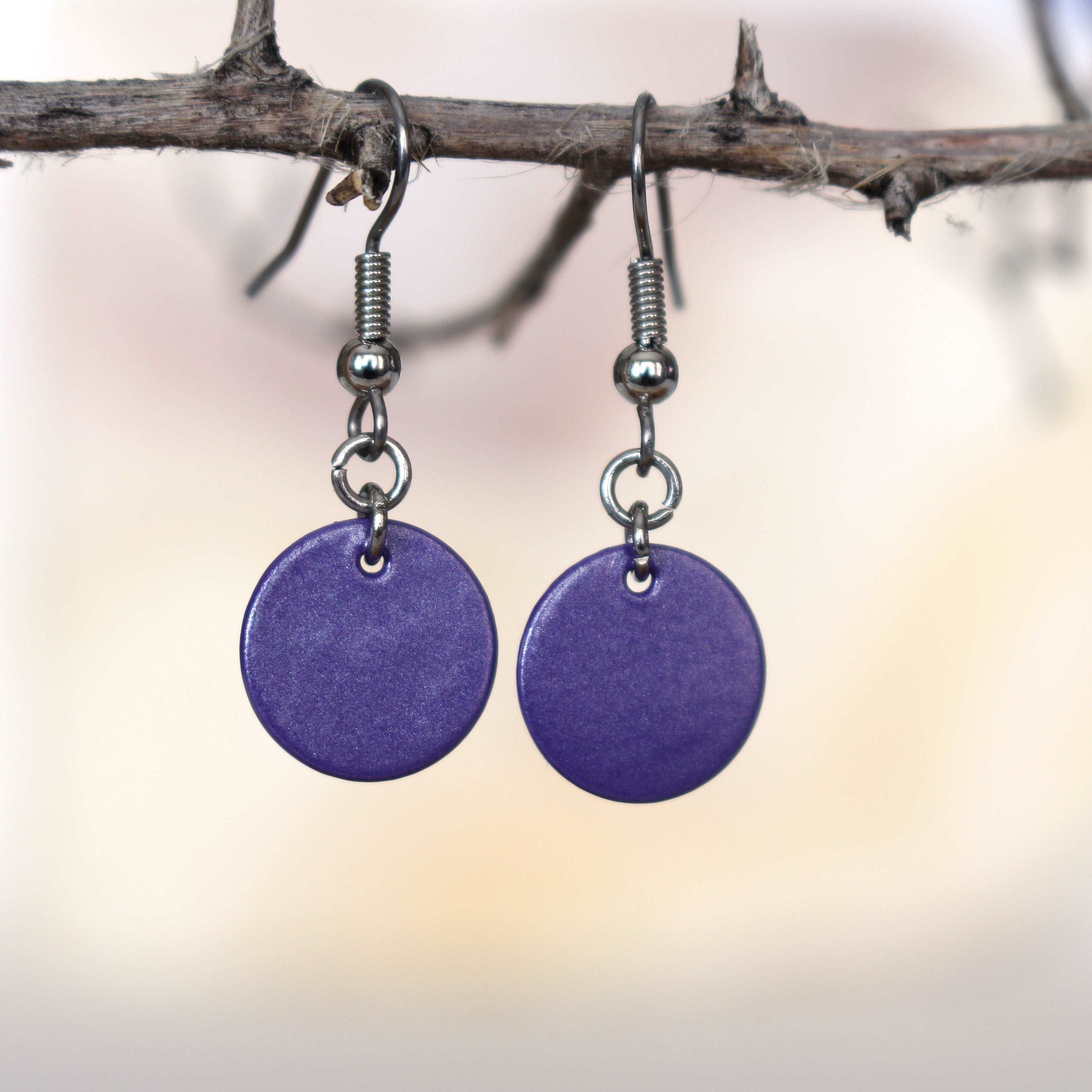 Colorful Disc Earrings in a choice of colors - Purple