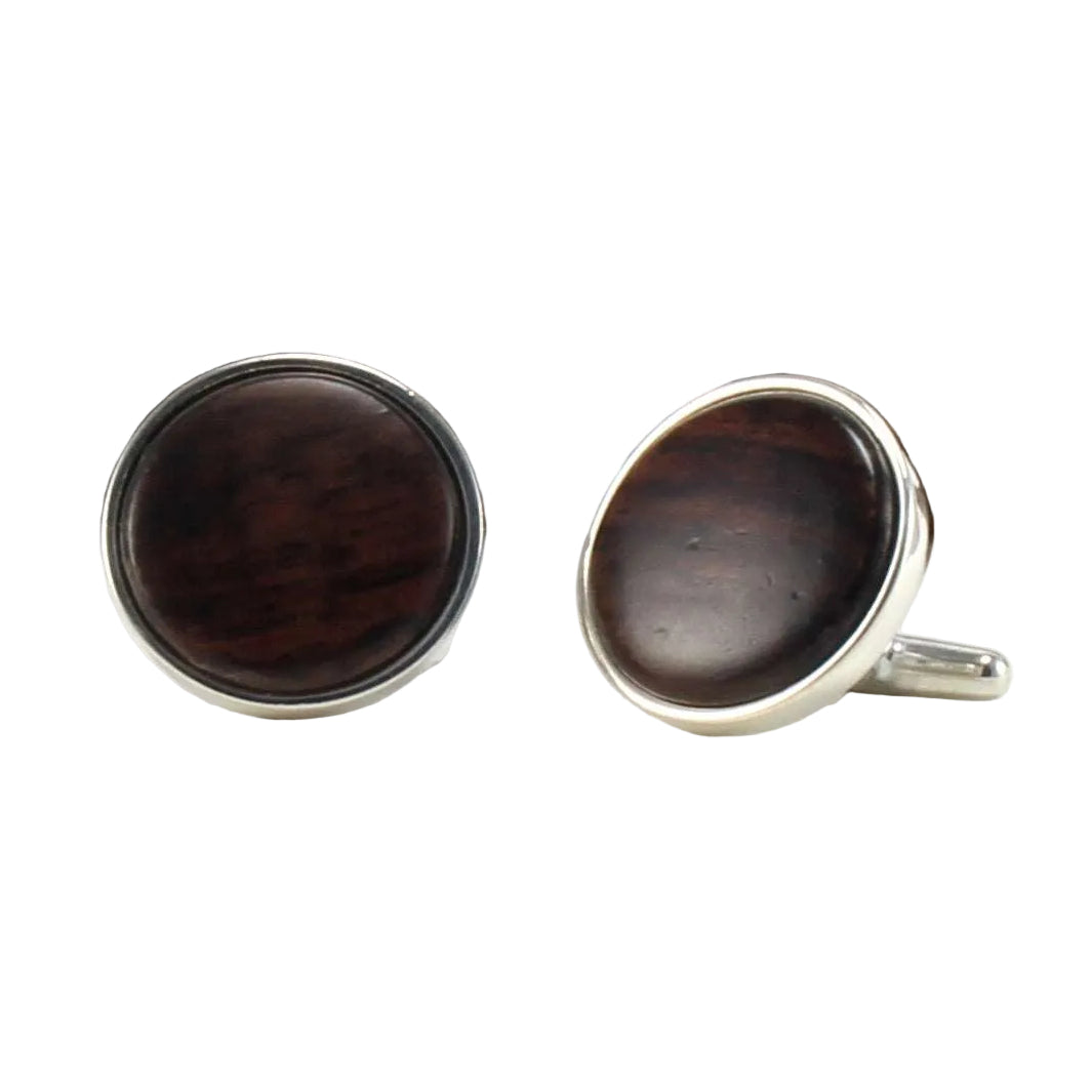 925 Sterling Silver Cuff Links with East Indian Rose Wood Inlay