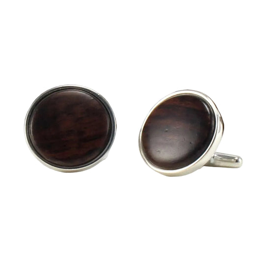 925 Sterling Silver Cuff Links with East Indian Rose Wood Inlay