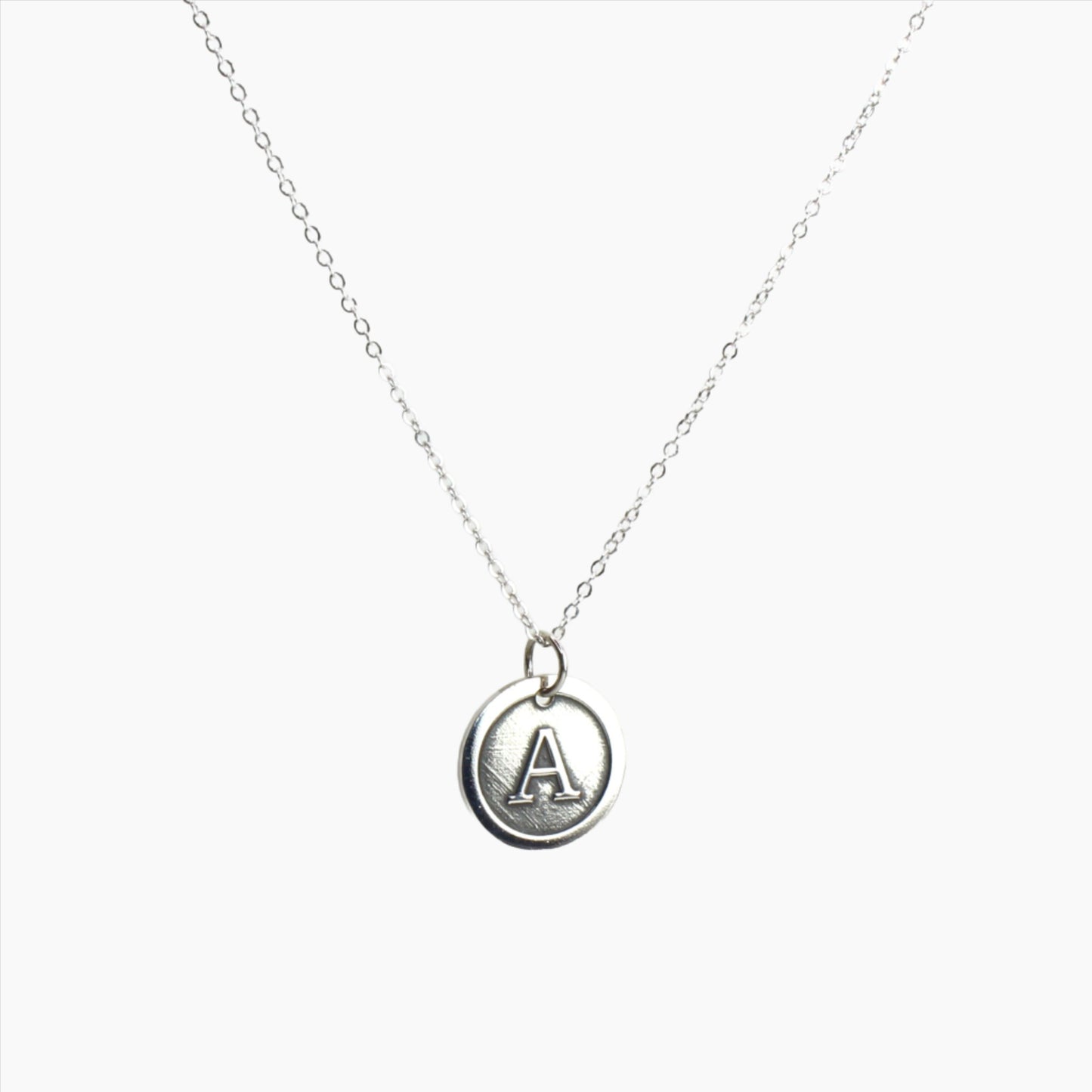 Initial Disc Necklace in Sterling Silver