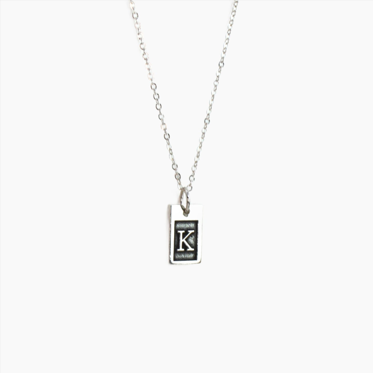 Initial Rectangle Necklace in Sterling Silver