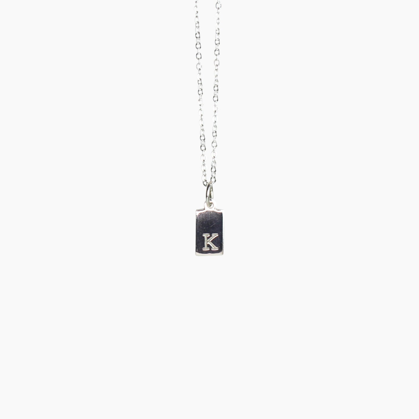 Small Initial Rectangle Necklace in Sterling Silver