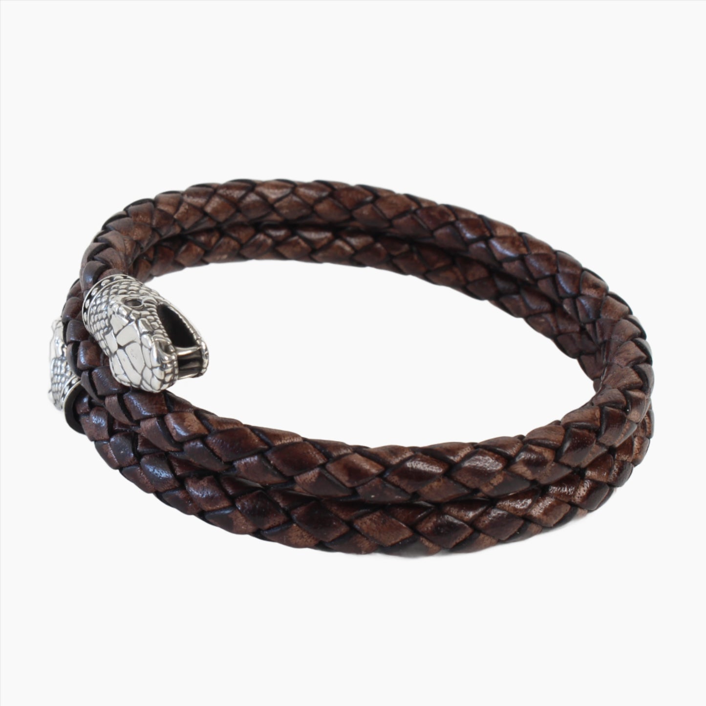 Snake Head Leather Coil Bracelet
