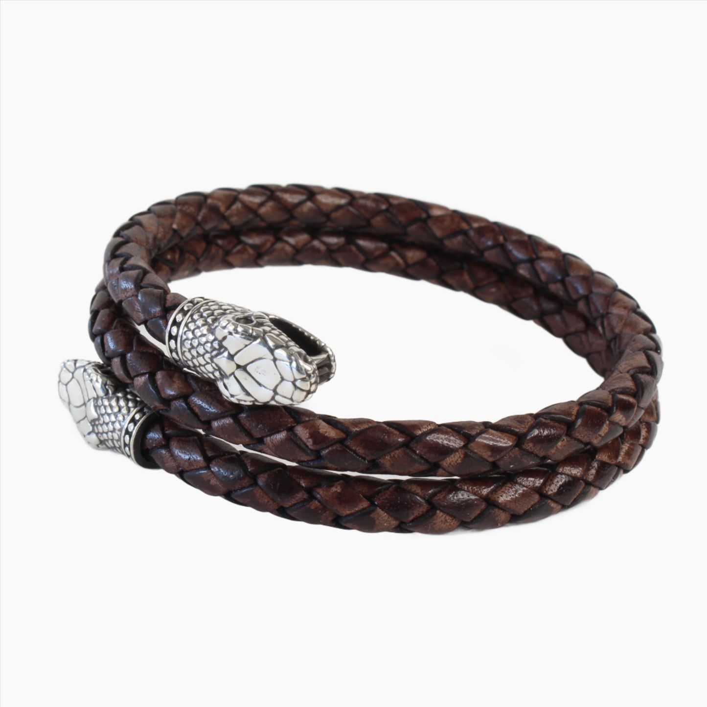 Snake Head Leather Coil Bracelet