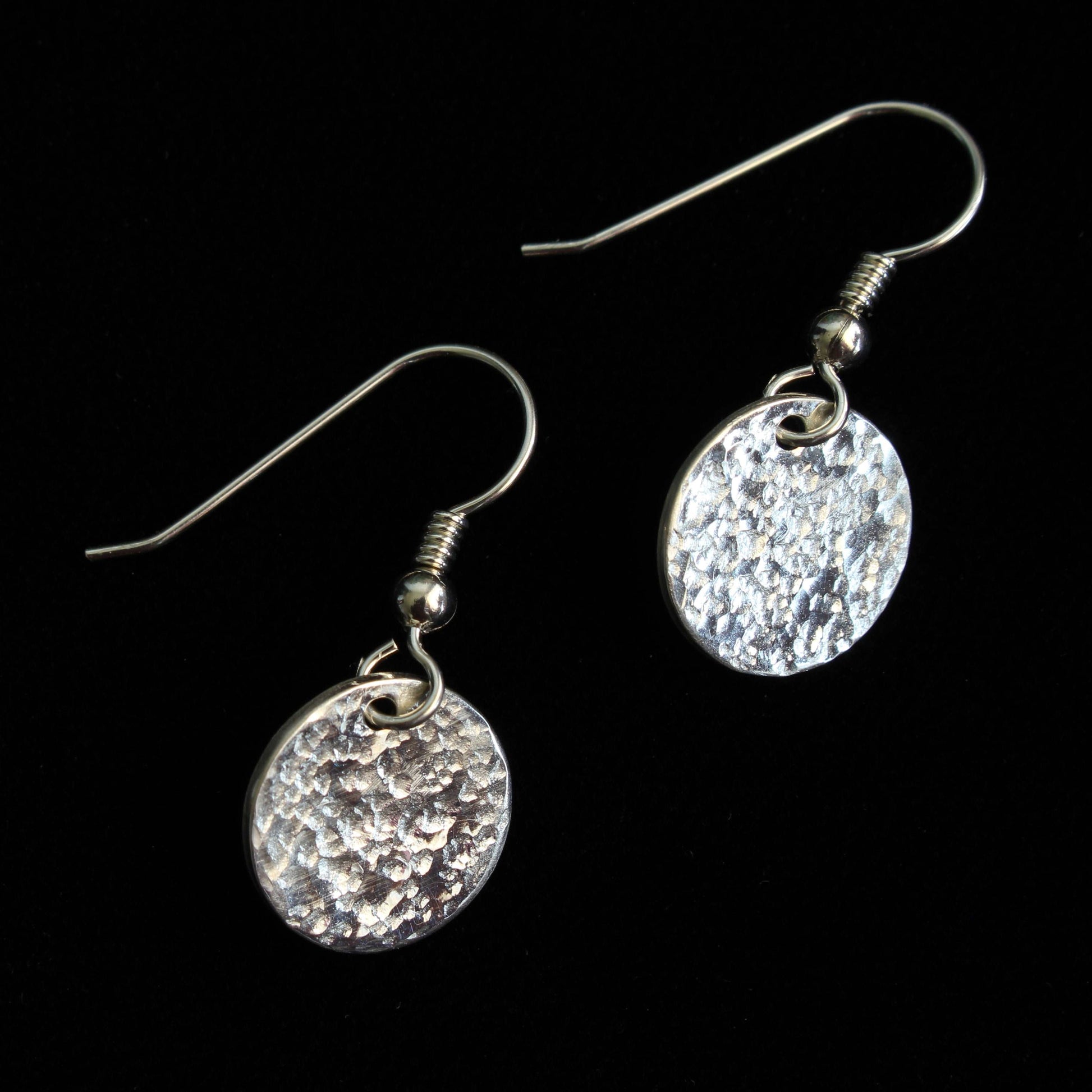 Sterling Silver Hammered Disc Earrings Argentium Silver
