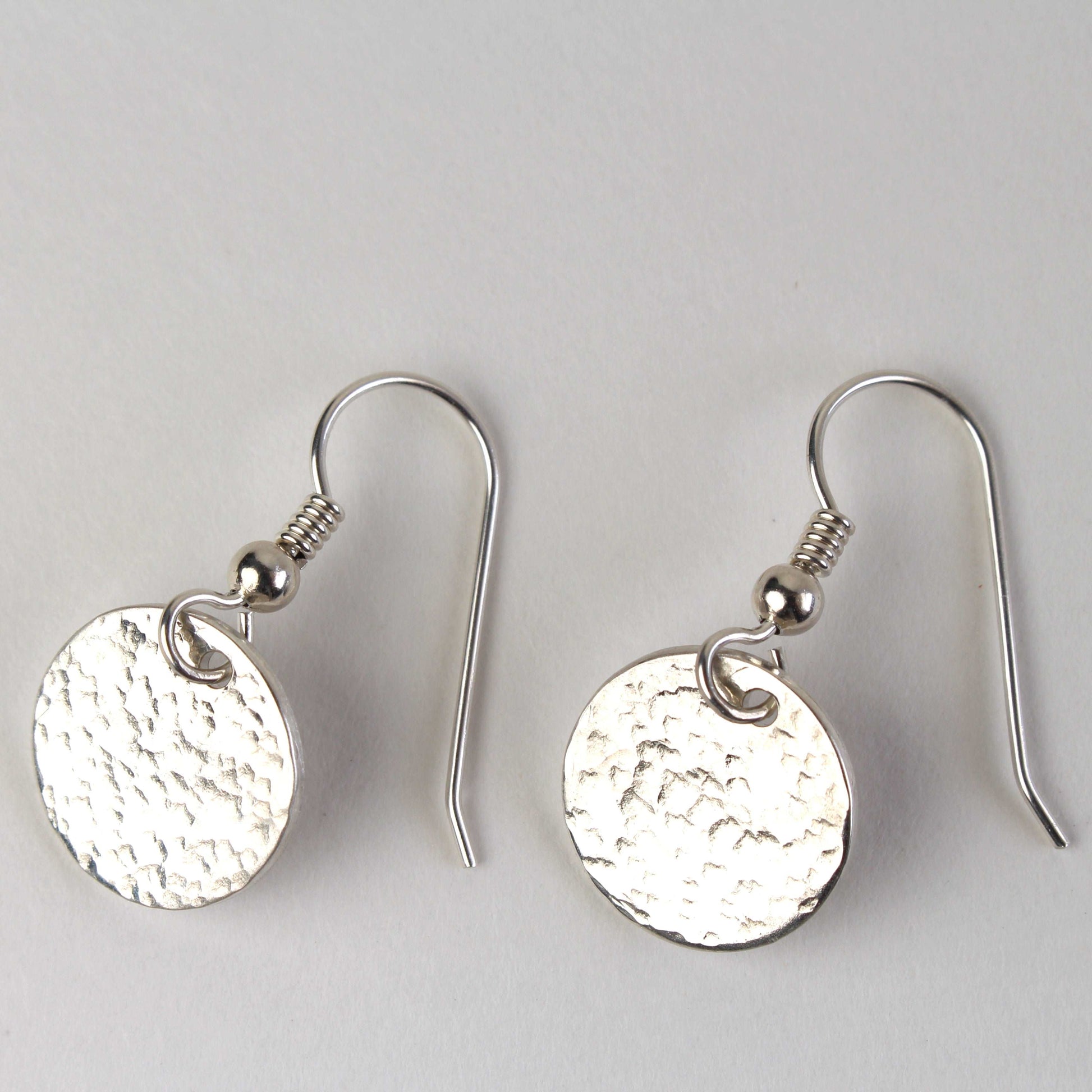 Sterling Silver Hammered Disc Earrings Argentium Silver – Simple Jewelz