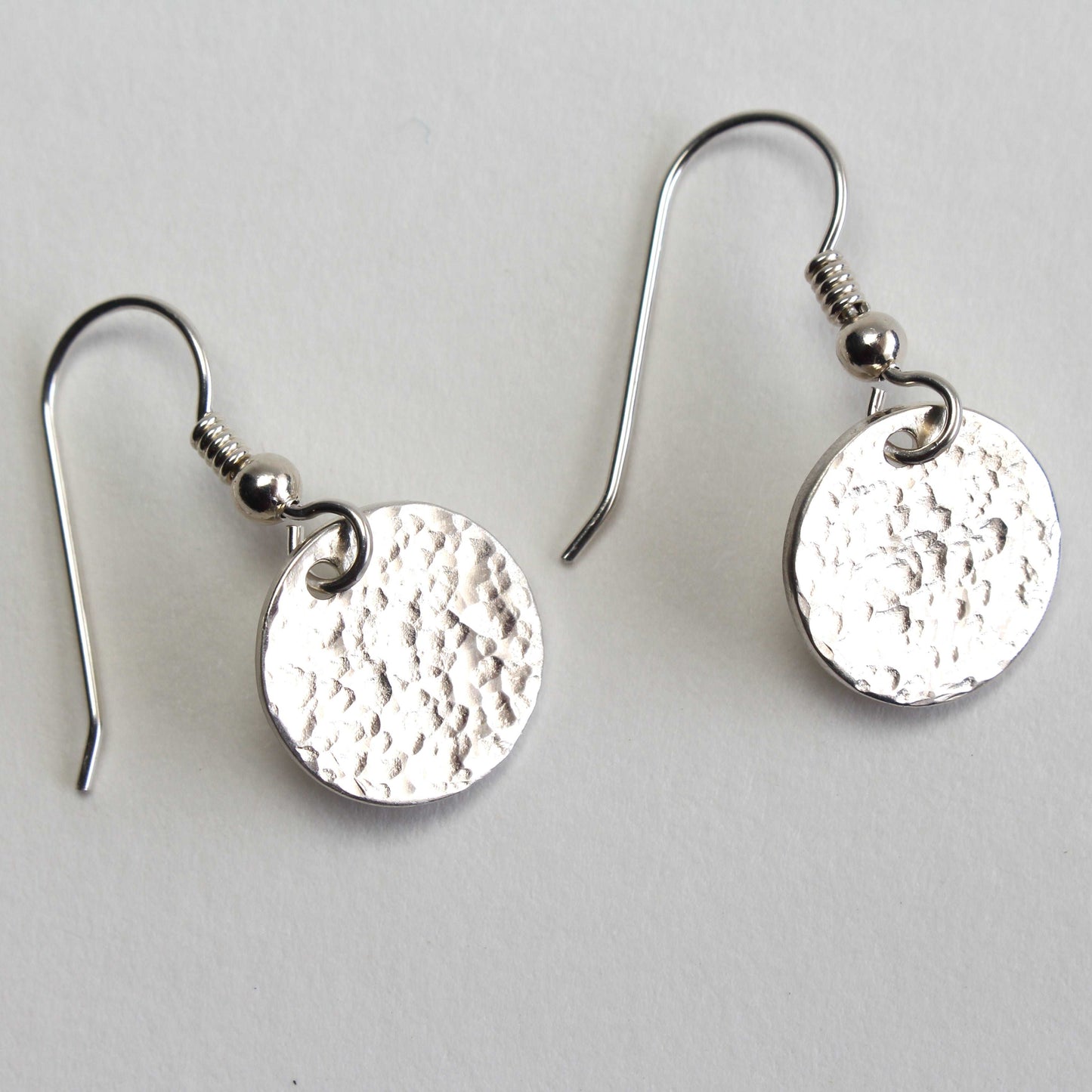 Sterling Silver Hammered Disc Earrings Argentium Silver