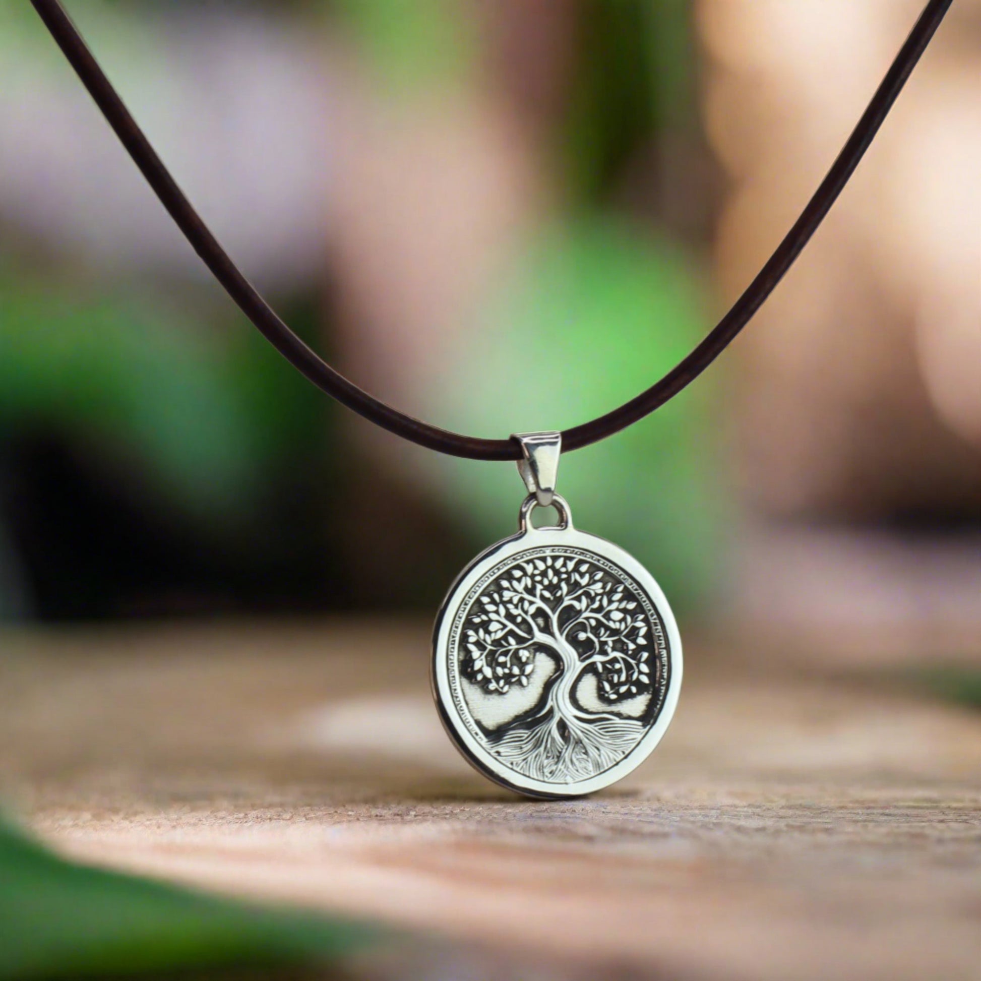 Sterling silver Tree of Life necklace with detailed branches and roots