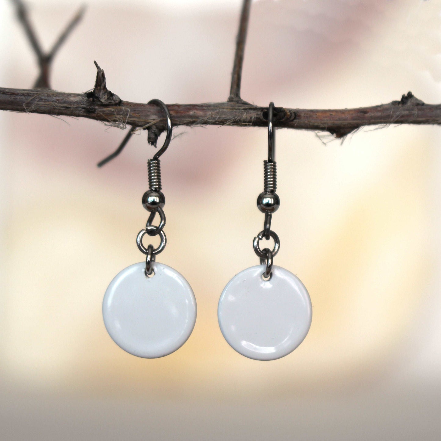 Colorful Disc Earrings in a choice of colors -  White