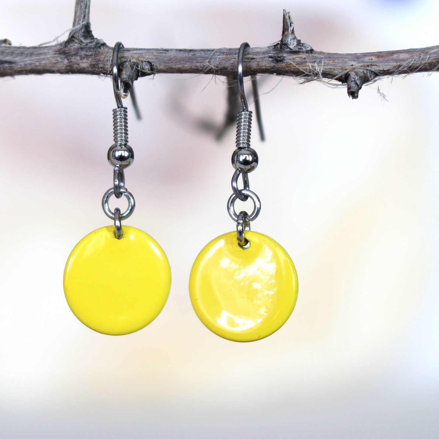 Colorful Disc Earrings in a choice of colors - Yellow