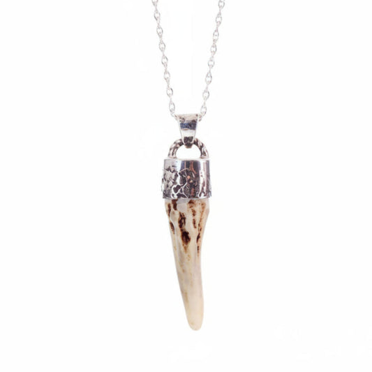 Deer Antler Pendant Necklace - White Background