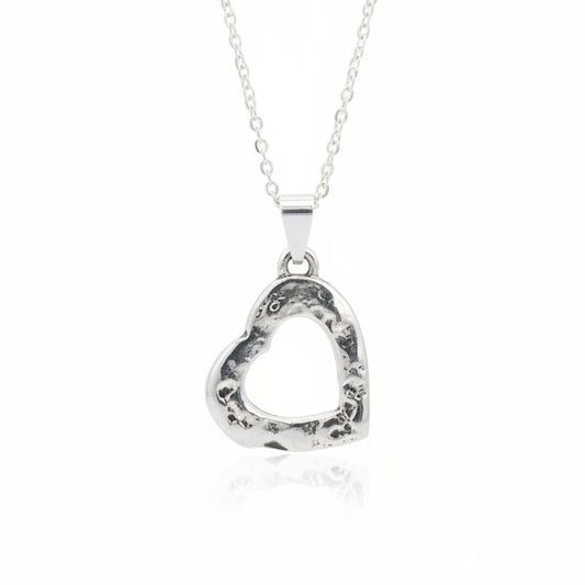 Handcrafted Silver Heart Pendant Necklace - White Background