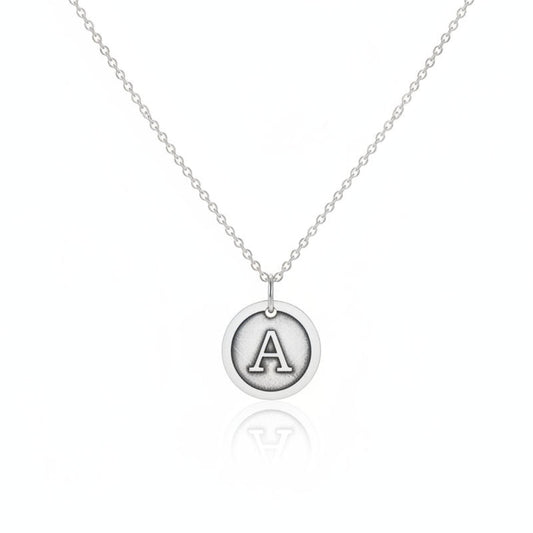 Sterling Silver Initial Necklace - White Background