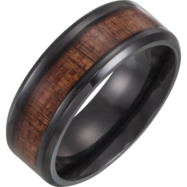 Black Titanium with Beveled Edge and Aniegre Wood Inlay