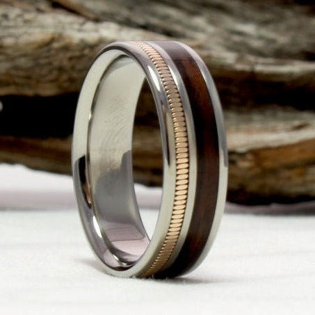 Titanium Guitar String Ring with East Indian Rosewood