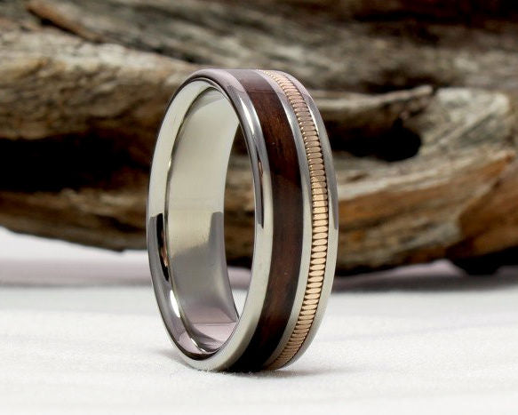 Titanium Guitar String Ring with East Indian Rosewood