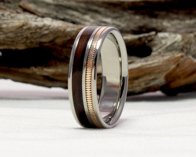 Titanium Guitar String Ring with East Indian Rosewood