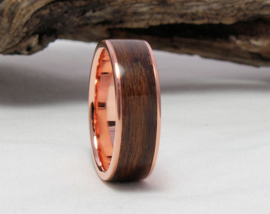 Copper Ring with Rosewood Inlay
